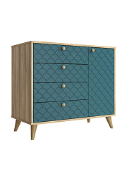 Комплект мебели для гостиной Велламо ВО-117 блэквуд ячменный/морская волна