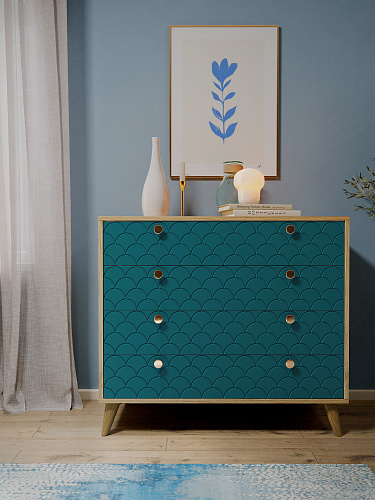 Комод Велламо ВО-12 блэквуд ячменный/морская волна