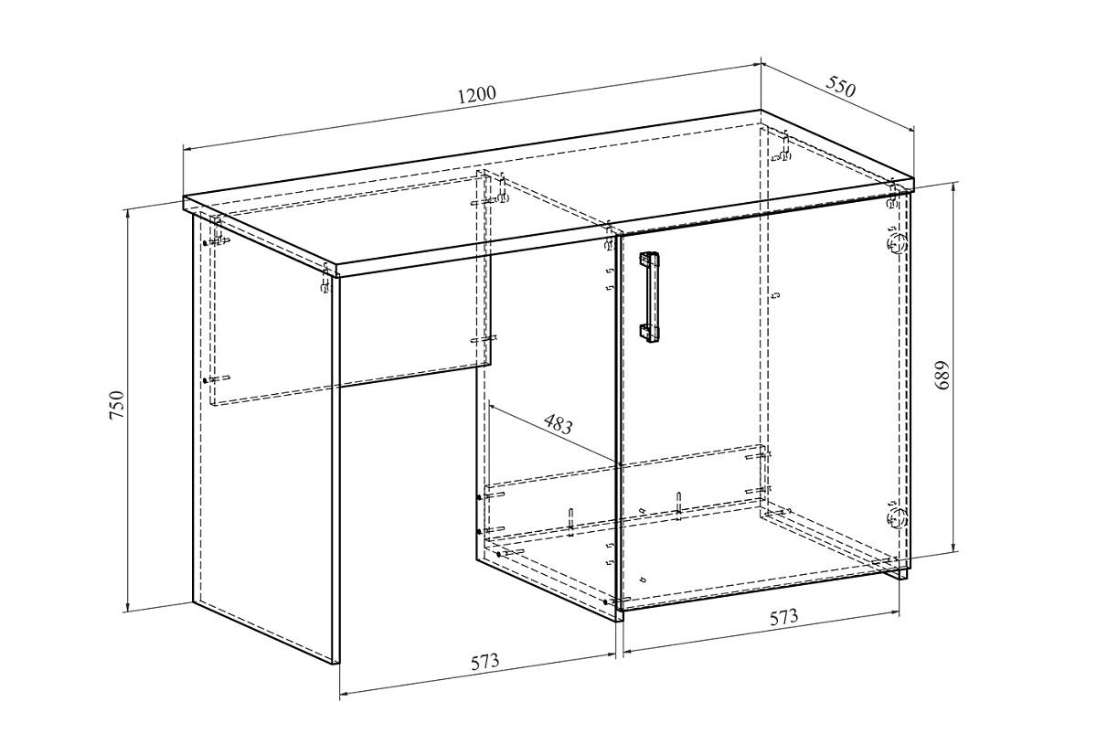 Стол с тумбой под холодильник Виктория ВИ-12 северное дерево светлое