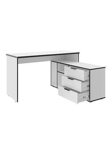 Стол угловой Оптима ОП-22 белый структурный/меренга/черная кромка