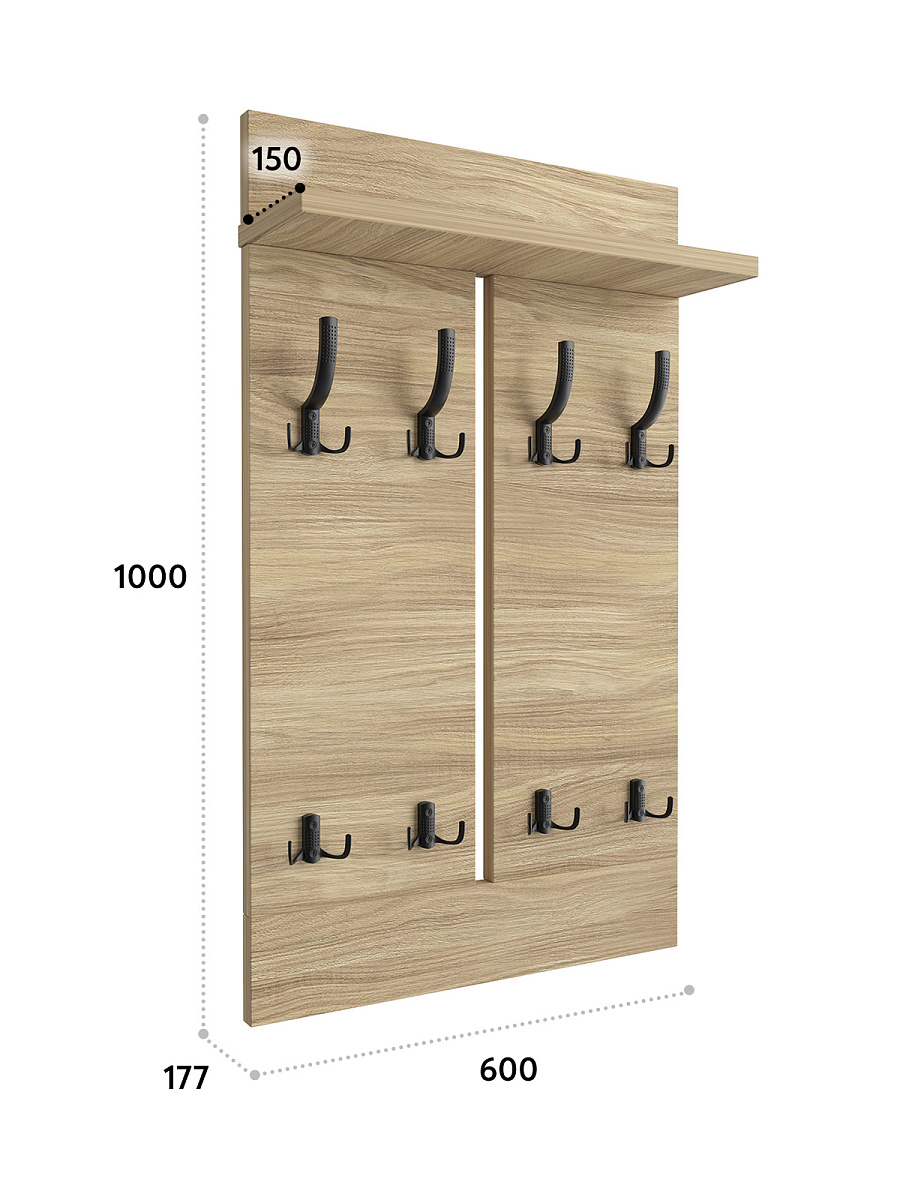 Вешалка ВН-13 блэквуд ячменный (600*1000)