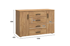 Комод Виктория ВИ-70 дуб крафт золотой