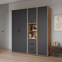 Шкаф для одежды Оптима ОП-01 дуб крафт золотой/графит