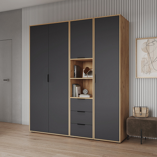Комплект мебели для прихожей Оптима ОП-106 дуб крафт золотой/графит