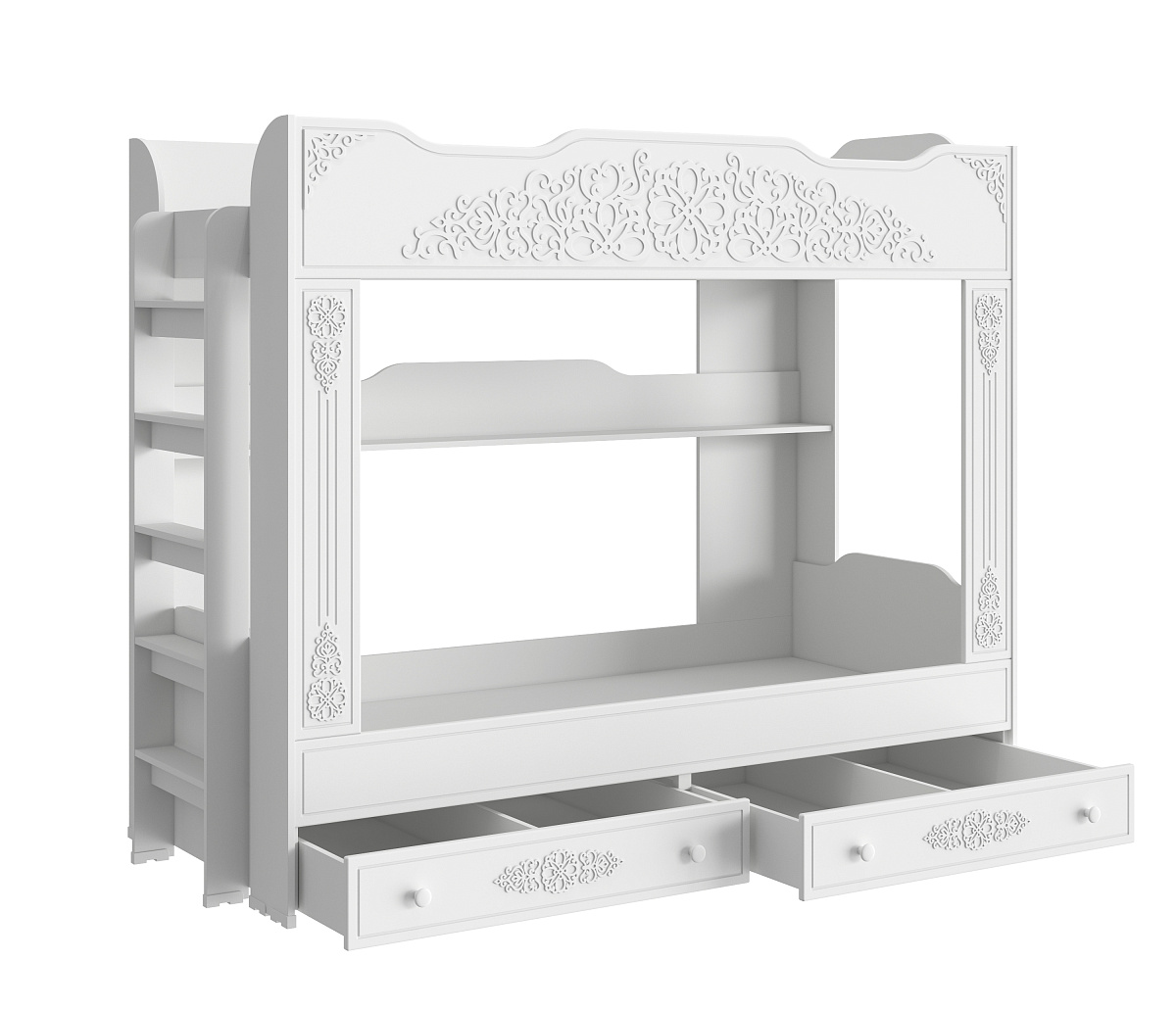 Кровать двухъярусная Ассоль АС-25 (2000х900) белое дерево