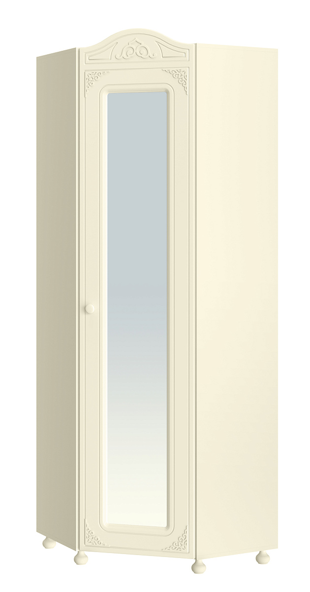 Шкаф угловой с зеркалом Ассоль плюс АС-522К (правый с короной) ваниль