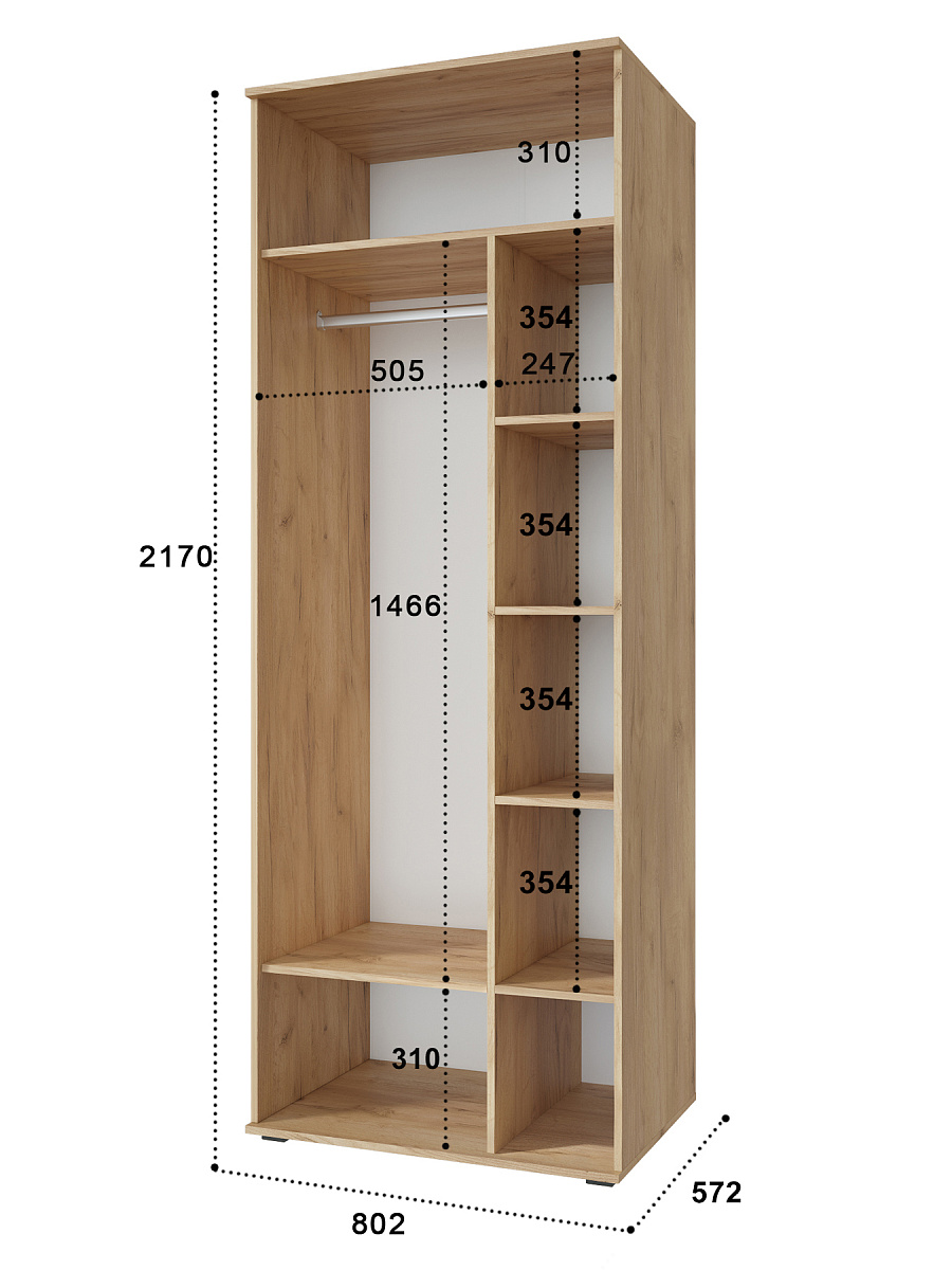 Шкаф для одежды Эмилия ЭЛ-16К комбинированный дуб крафт золотой/графит