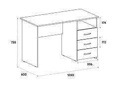Стол письменный С-112K дуб крафт табачный
