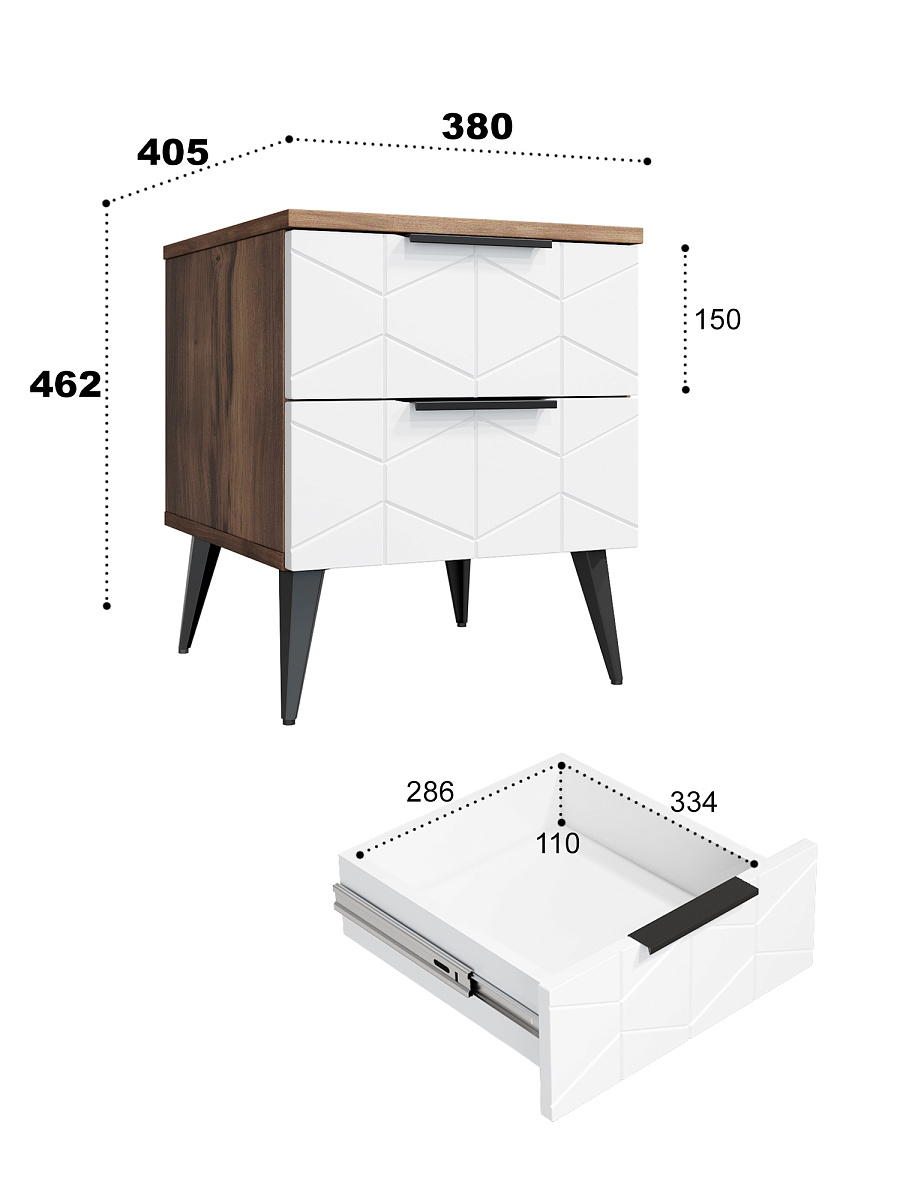 Тумба прикроватная Контемпо КТ-04 дуб барокко янтарный/бланж