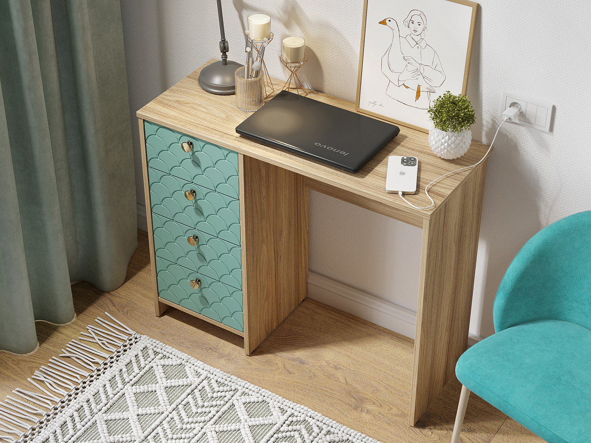 Стол Велламо ВО-10 блэквуд ячменный/бирюза