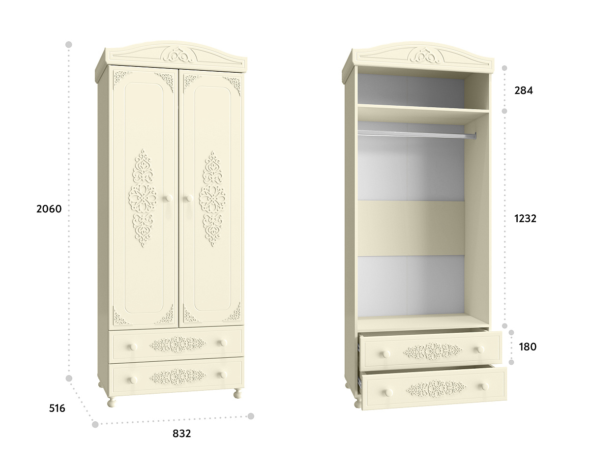 Шкаф для одежды Ассоль плюс АС-2 ваниль