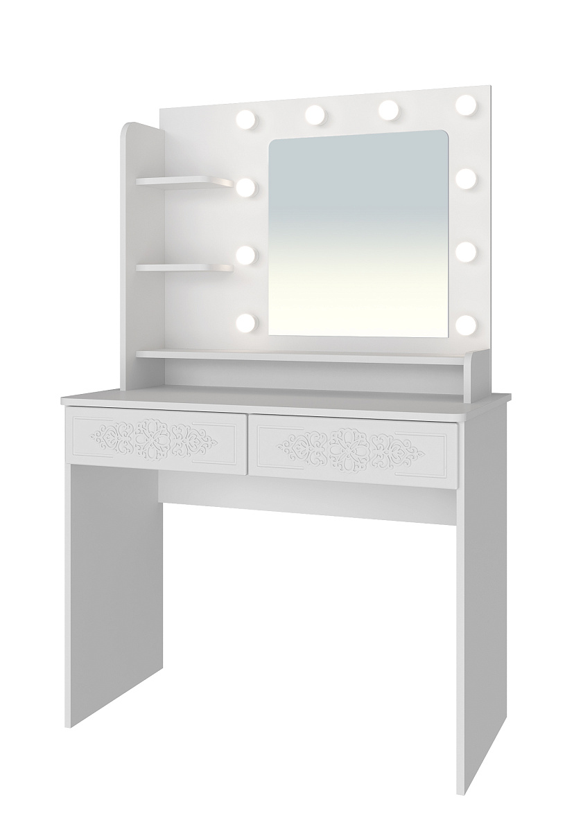 Туалетный столик с зеркалом Ассоль Лайт ТСН-5 белое дерево