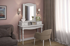 Комплект туалетный столик с зеркалом Ассоль АС-3638 белое дерево