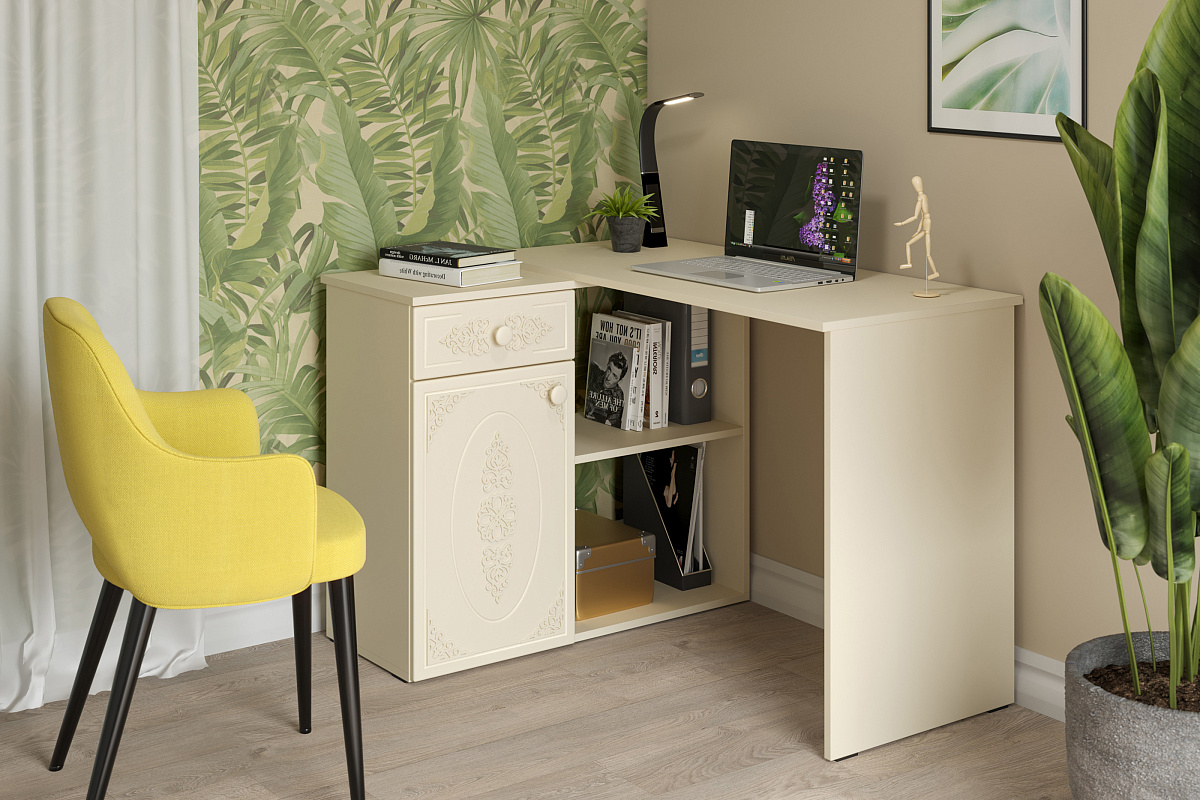 Стол угловой Ассоль плюс АС-67 ваниль