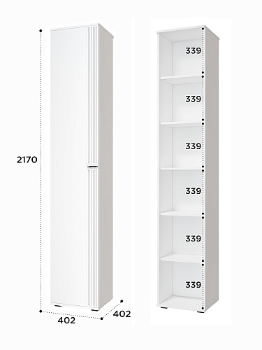 Пенал Эмилия ЭЛ-12К глухой белый структурный/меренга