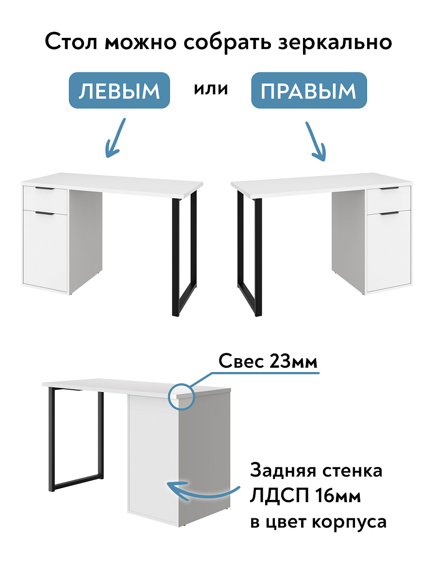 Стол С-408 белый структурный/меренга