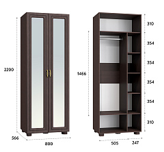 Шкаф с зеркалом «Монблан» МБ-26К венге/орех шоколадный