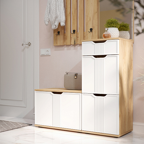 Тумба Эмилия ЭЛ-3 дуб крафт золотой/меренга