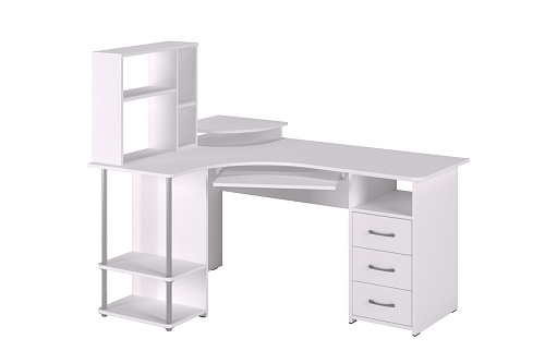 Стол компьютерный С-237 с полкой СЕ-237 белый структурный