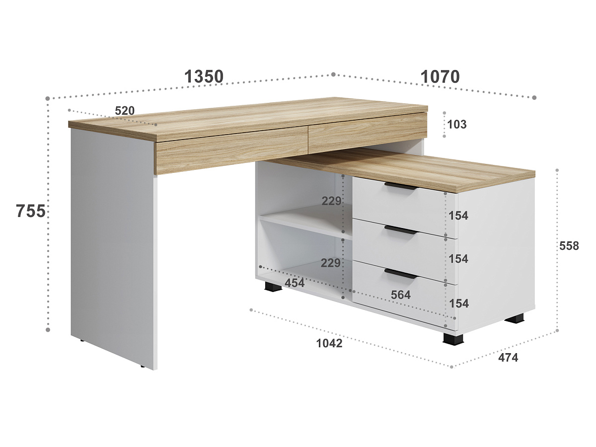 Стол Скайлайт СЛ-22К блэквуд ячменный/белый/меренга