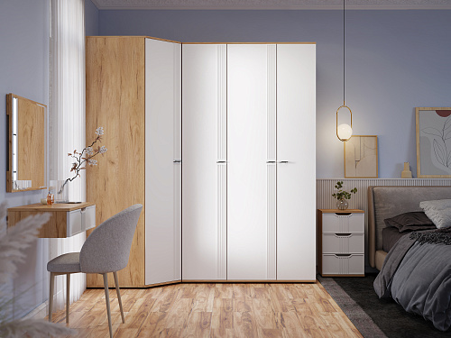 Шкаф для одежды Эмилия ЭЛ-16К глухой дуб крафт золотой/меренга