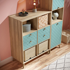 Тумба Велламо ВО-04 блэквуд ячменный/бирюза