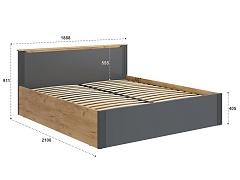 Кровать с ПМ Эмилия ЭЛ-35 (180х200) дуб крафт золотой/графит