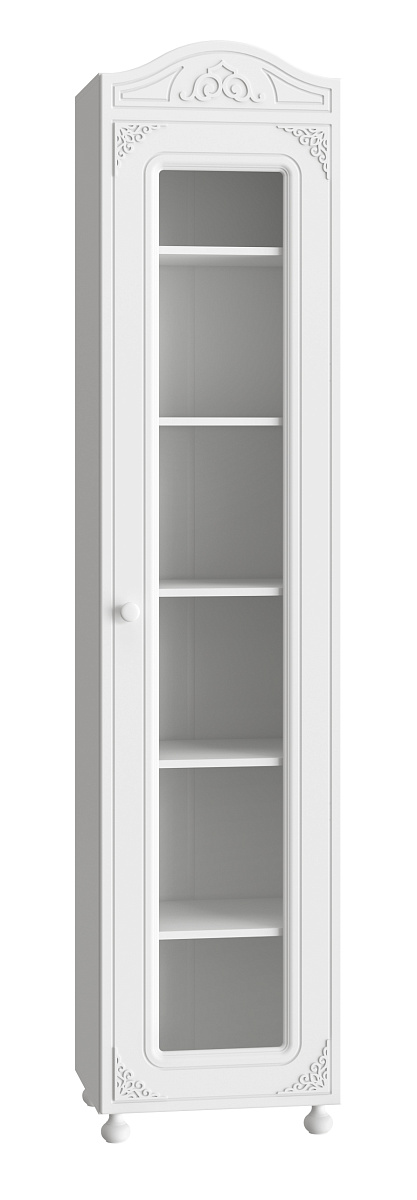 Шкаф Ассоль АС-53К со стеклом (правый с короной) белое дерево