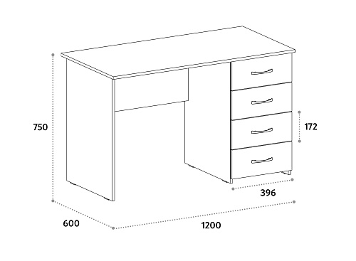 Стол письменный С-111К блэквуд сатиновый