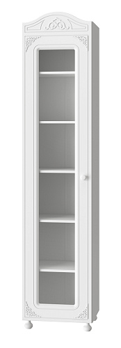 Шкаф Ассоль АС-53К со стеклом (левый с короной) белое дерево