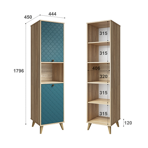 Пенал Велламо ВО-03 блэквуд ячменный/морская волна