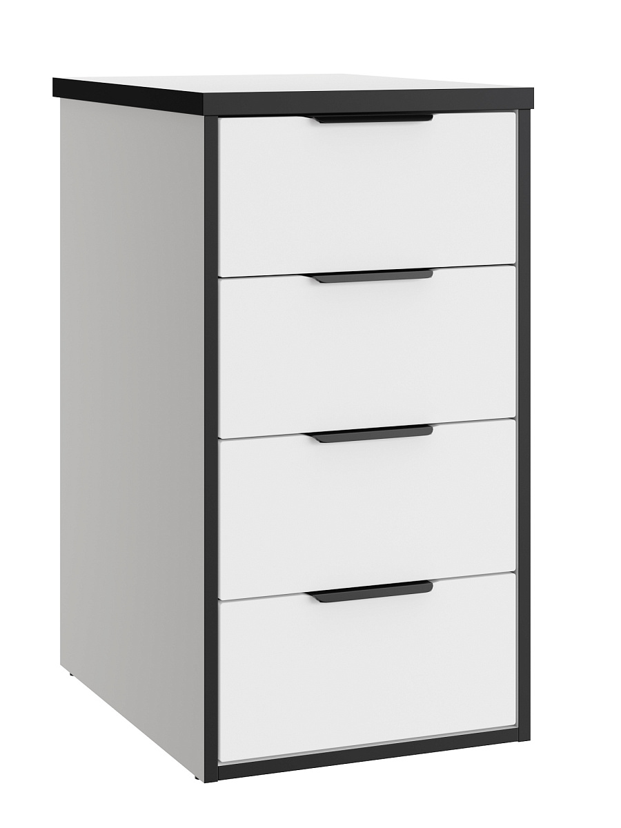 Тумба К-52 белый структурный/меренга/черная кромка