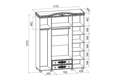 Шкаф четырехдверный Ассоль плюс АС-28 ваниль