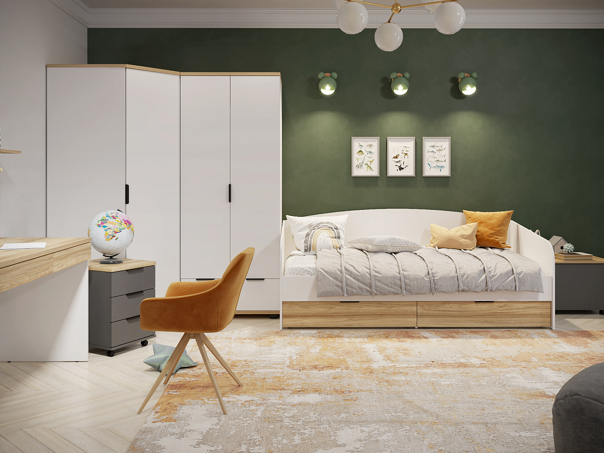 Шкаф платяной Скайлайт СЛ-2К блэквуд ячменный/белый/меренга