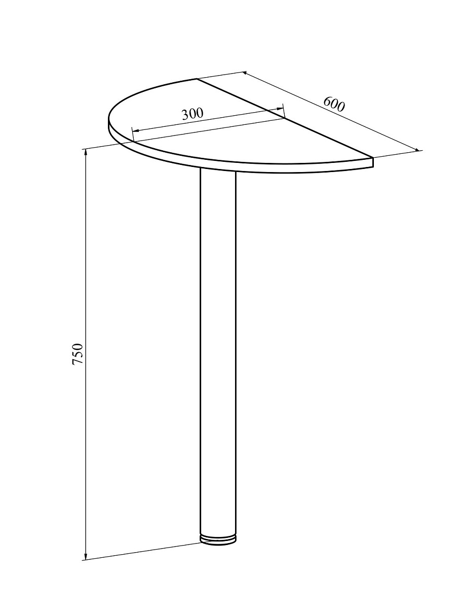 Сегмент приставной ОФ-15 блэквуд сатиновый
