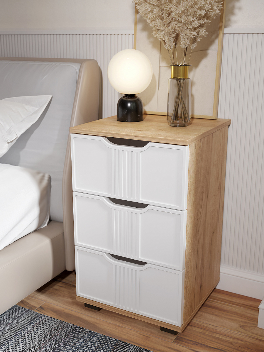 Тумба прикроватная Эмилия ЭЛ-26 дуб крафт золотой/меренга