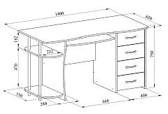 Стол компьютерный С-222БН блэквуд сатиновый
