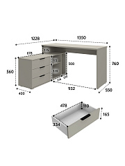 Стол угловой Оптима ОП-21 глиняный серый/риолит