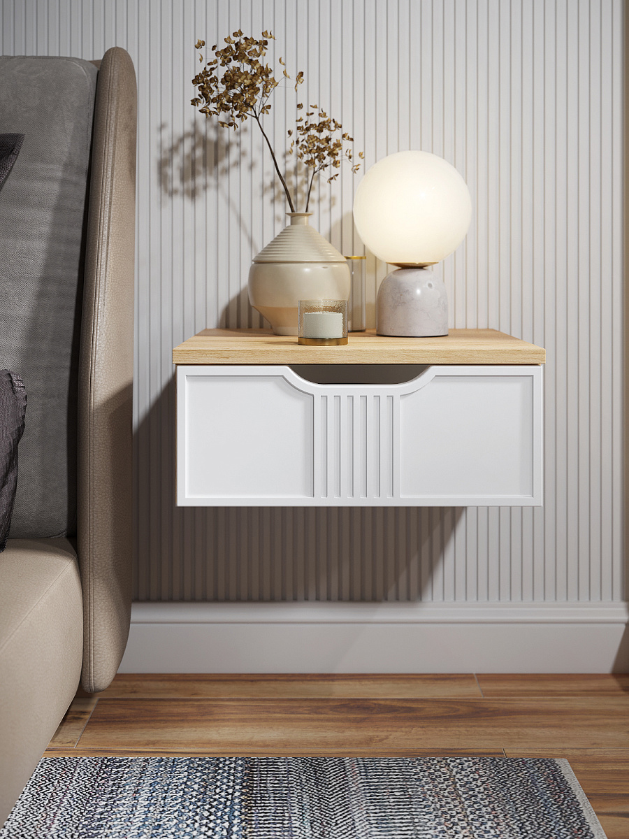 Тумба подвесная ЭЛ-23 дуб крафт золотой/меренга