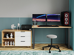 Стол С-600 дуб крафт золотой/каркас черный (1350х600)