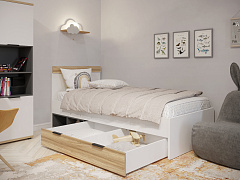 Кровать Скайлайт СЛ-32К (90/200) блэквуд ячменный/графит/белый