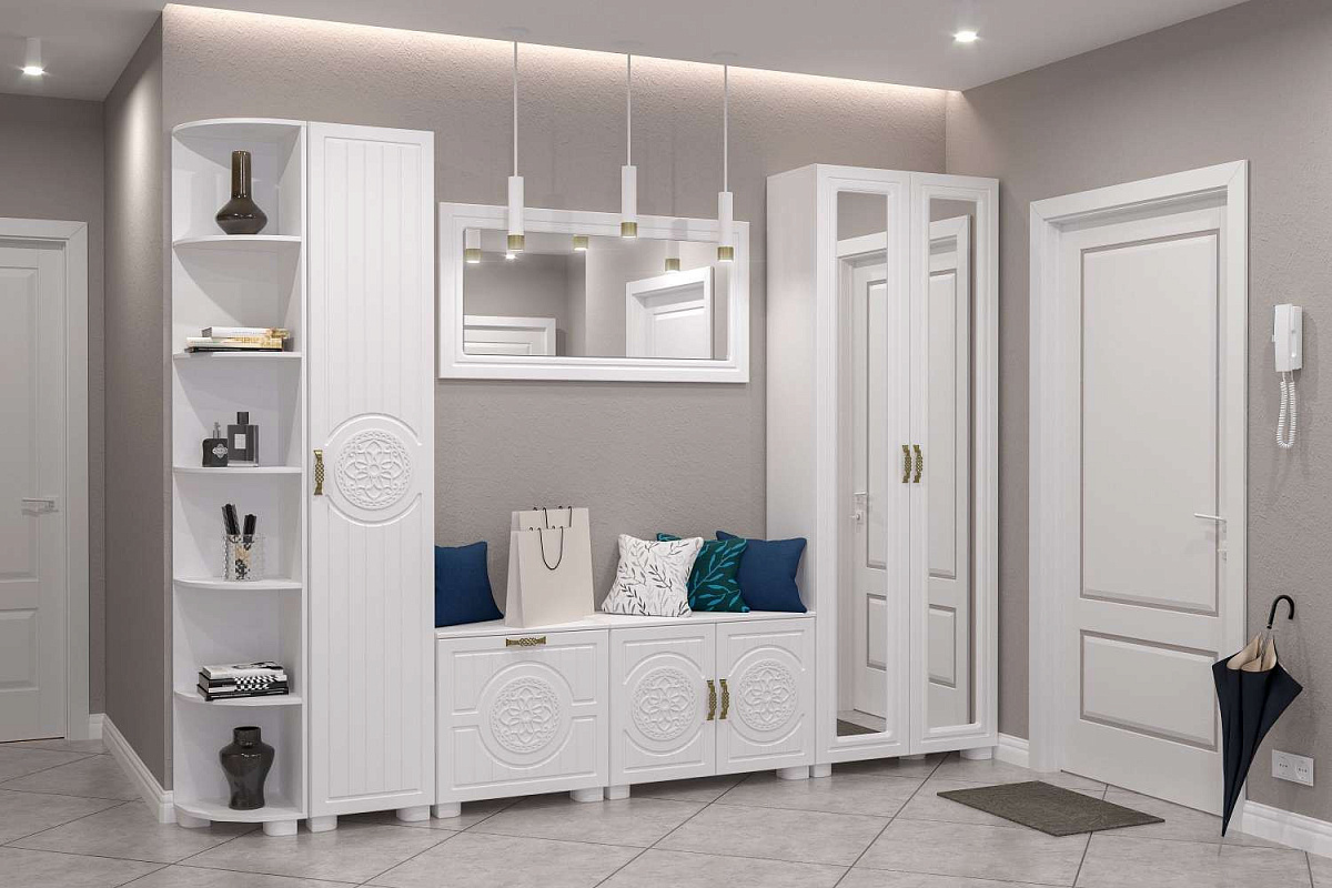 Гарнитур для прихожей «Монблан 2020-07» белое дерево