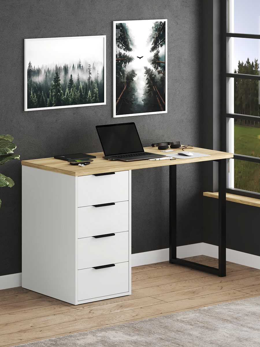 Стол С-400 блэквуд ячменный/белый структурный/меренга