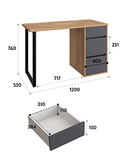 Стол С-401 дуб крафт золотой/графит
