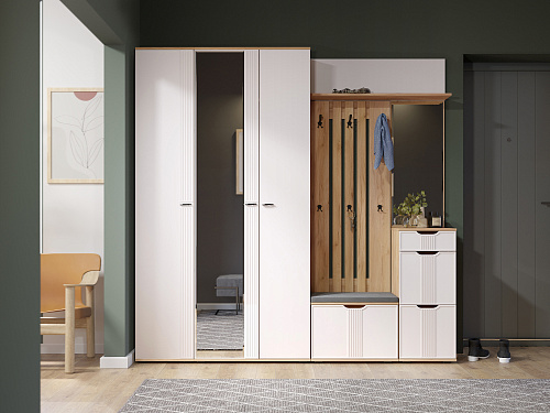 Комплект мебели для прихожей Эмилия ЭЛ-014 дуб крафт золотой/меренга