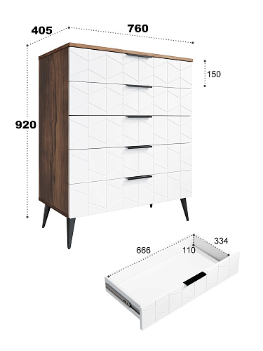 Комод Контемпо КТ-03 дуб барокко янтарный/бланж