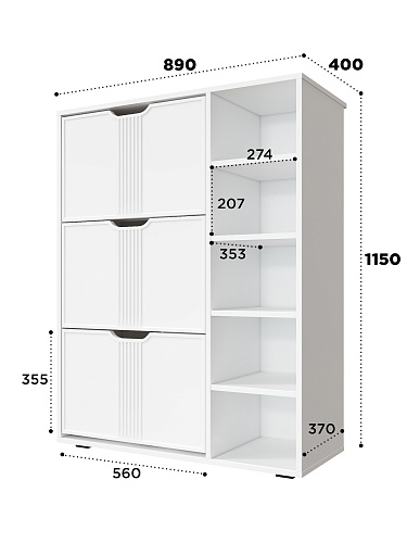 Тумба Эмилия ЭЛ-42 белый структурный/меренга