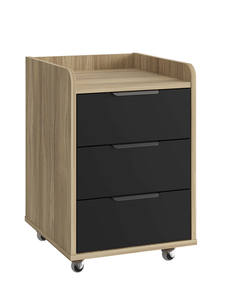 Тумба мобильная К-56 блэквуд ячменный/блэк