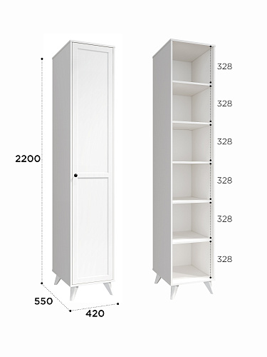 Шкаф-пенал Вильям ВМ-10 белый бриллиант/бланж