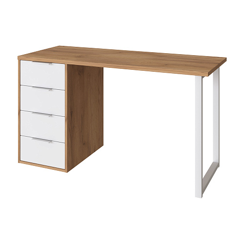 Стол С-412 дуб крафт золотой/меренга (1350х550 белая опора)